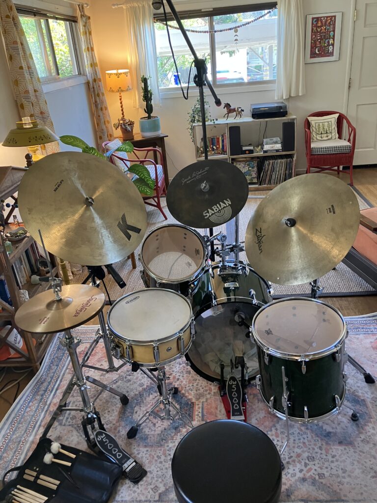 Photo of a drum kit.
