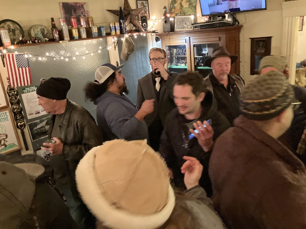 Photo of a crowd at a pub.