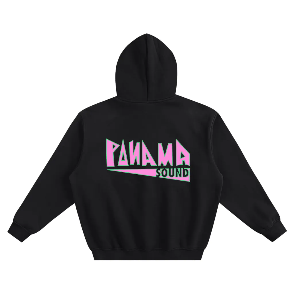 Photo of the Panama Sound logo hoodie, back.