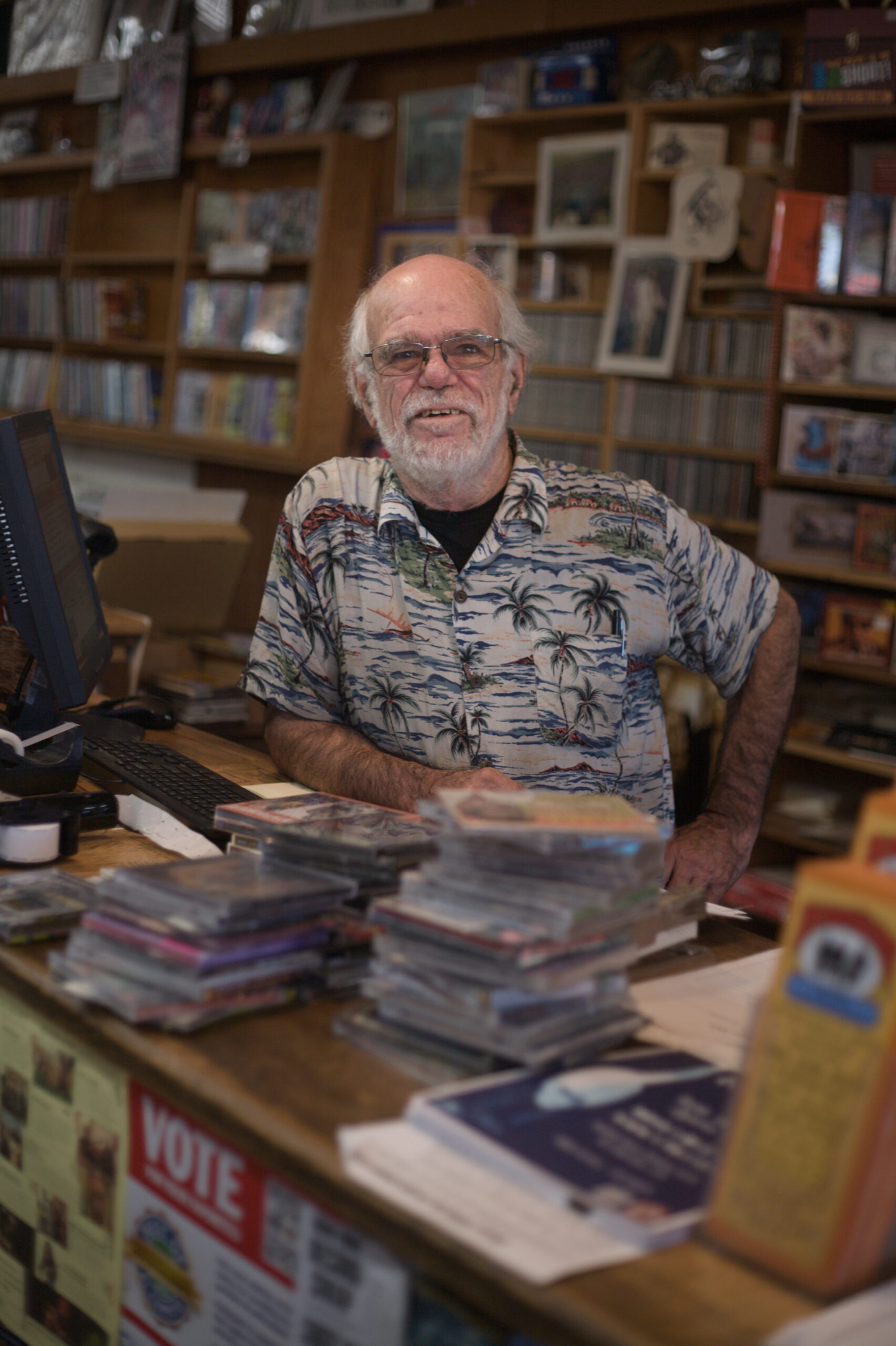 Photo of John McCord behind the counter.