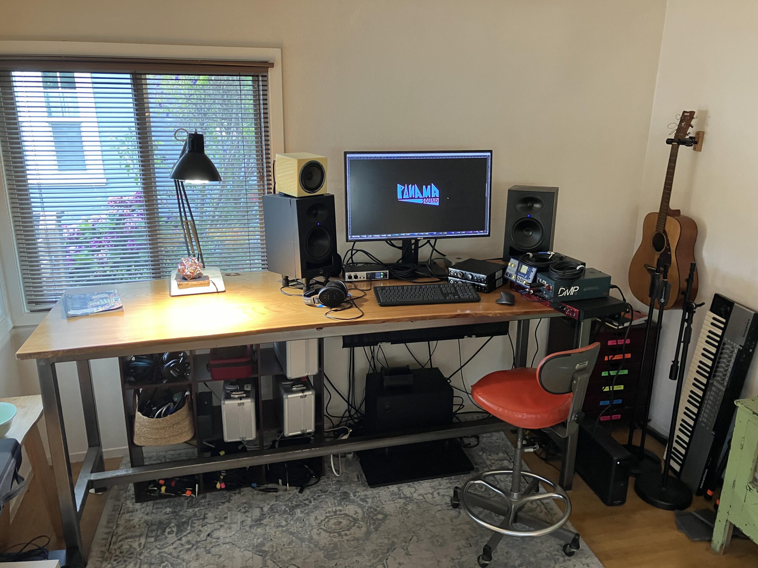 A photo of a nice home studio setup.